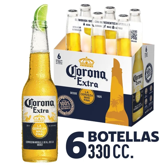 CERVEZA CORONA EXTRA 330 CC BOT G 4,6 PACK x 6